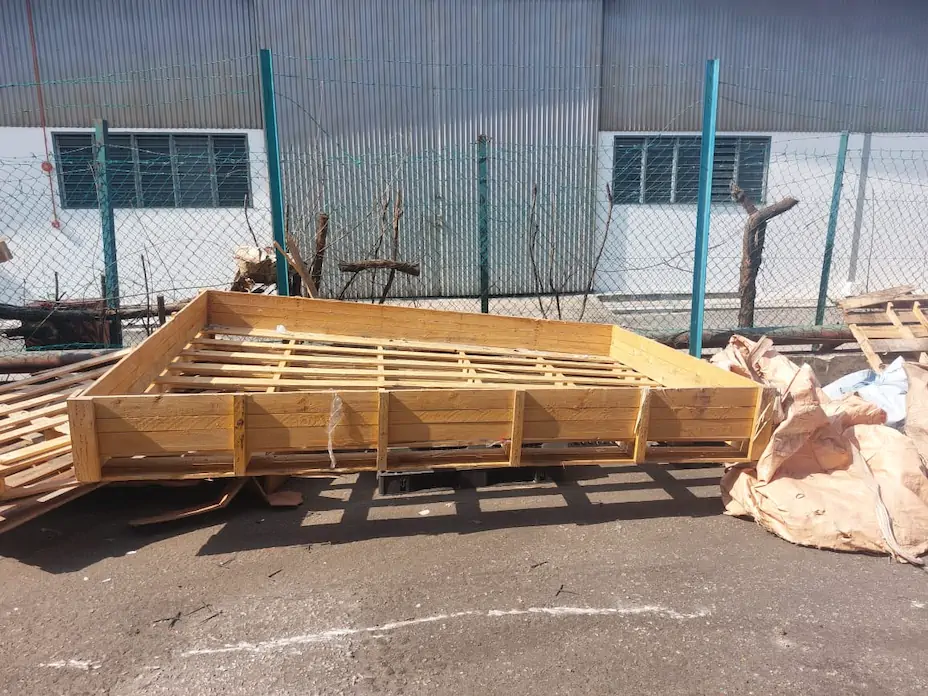 Recycled wood on the road